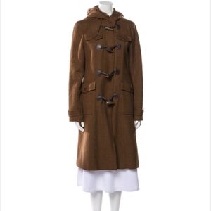 Theory Wool Fur Trim Toggle Parka Duffle Coat XS